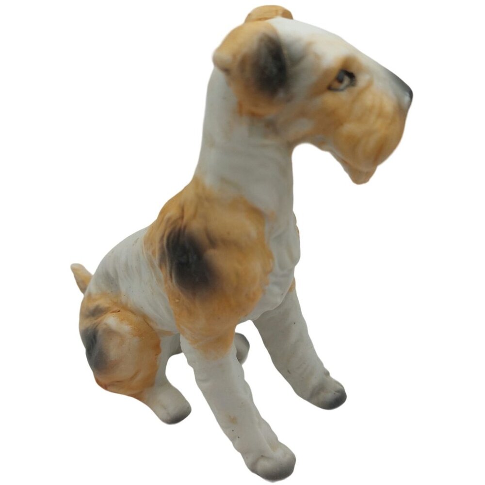 Vintage Porcelain Wire Haired Terrier Dog Figurine 4" Hand-Painted Made In Korea - Picture 3 of 9